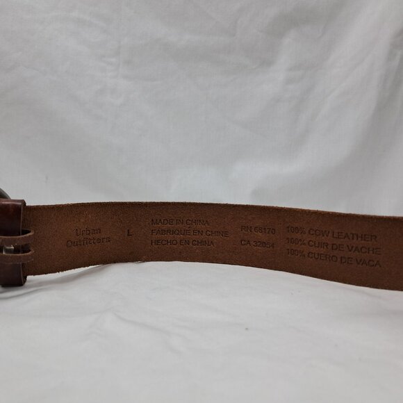 Urban Outfitters Wide Tan Leather Belt with Silver Hardware Size Large - Picture 3 of 8